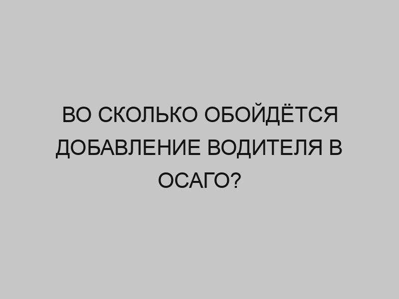 Во сколько обойдётся добавление водителя в ОСАГО? 1 vo skolko oboydyotsya dobavlenie voditelya v osago 3204